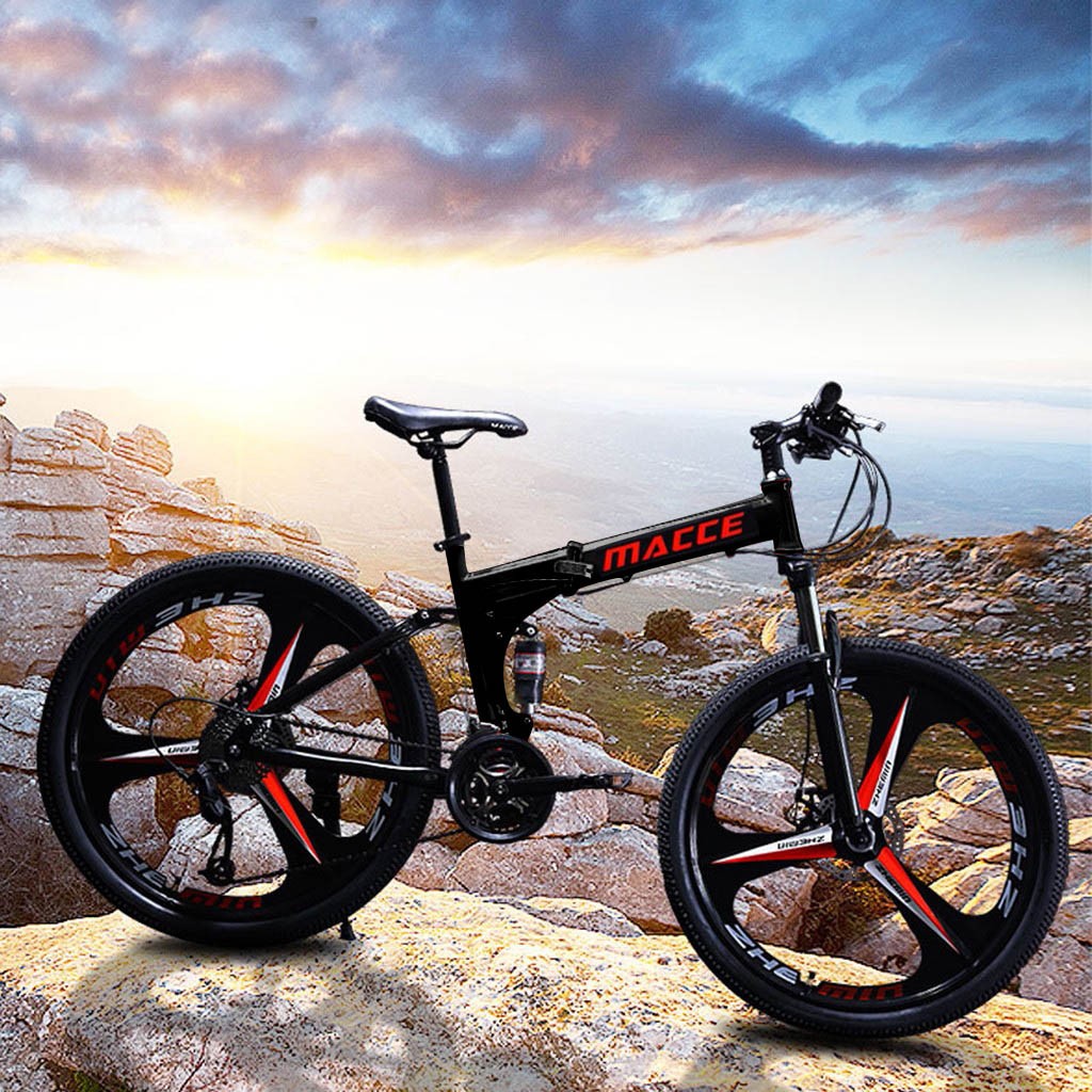Details about   26'' Folding Mountain Bike Shimanos 21-Speed Bicycle Full Suspension Bicycles 